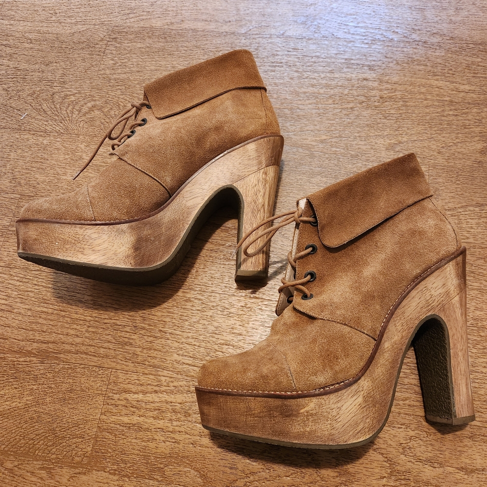 Madison Harding Brown Chunky Platform Heeled Ankle Boots, Size 10